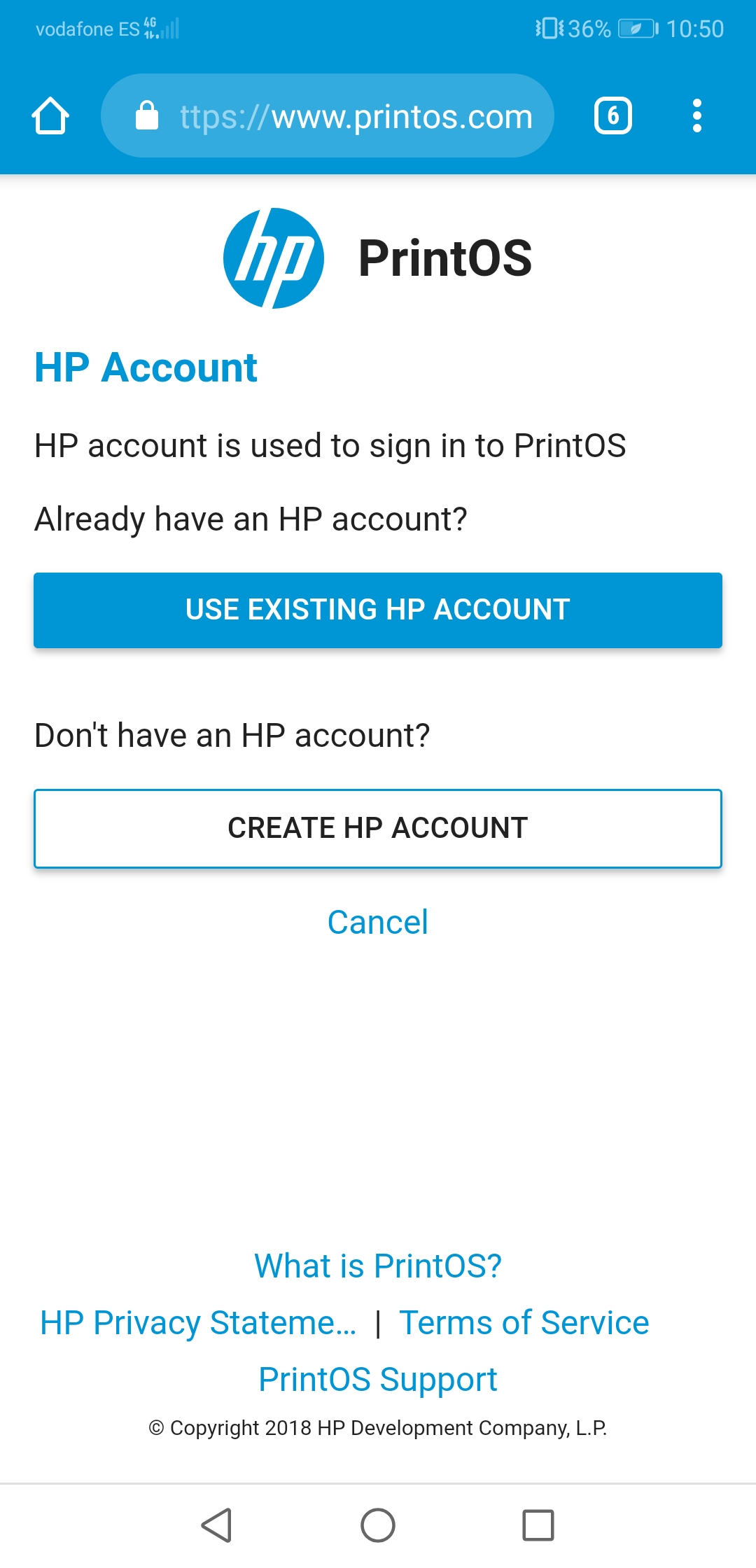 HP Latex PrintOS sign up account